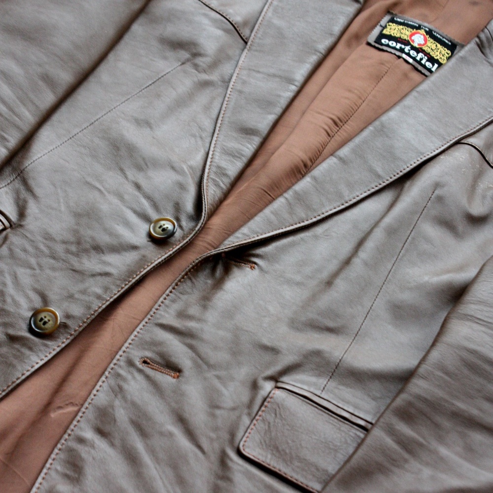 Vintage Faux Leather Sport Jacket Blazer brown Men